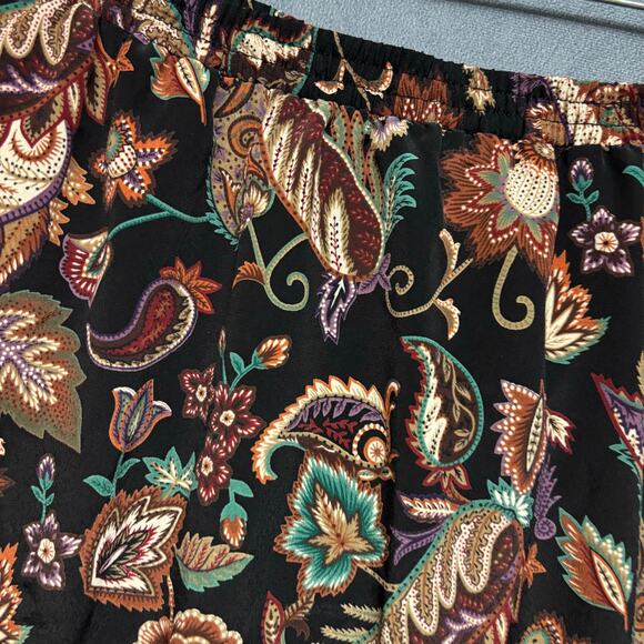 Vintage Urban Works Midi Skirt Damask Peacock Feathers Floral Boho Flowy Cottage - Picture 9 of 10